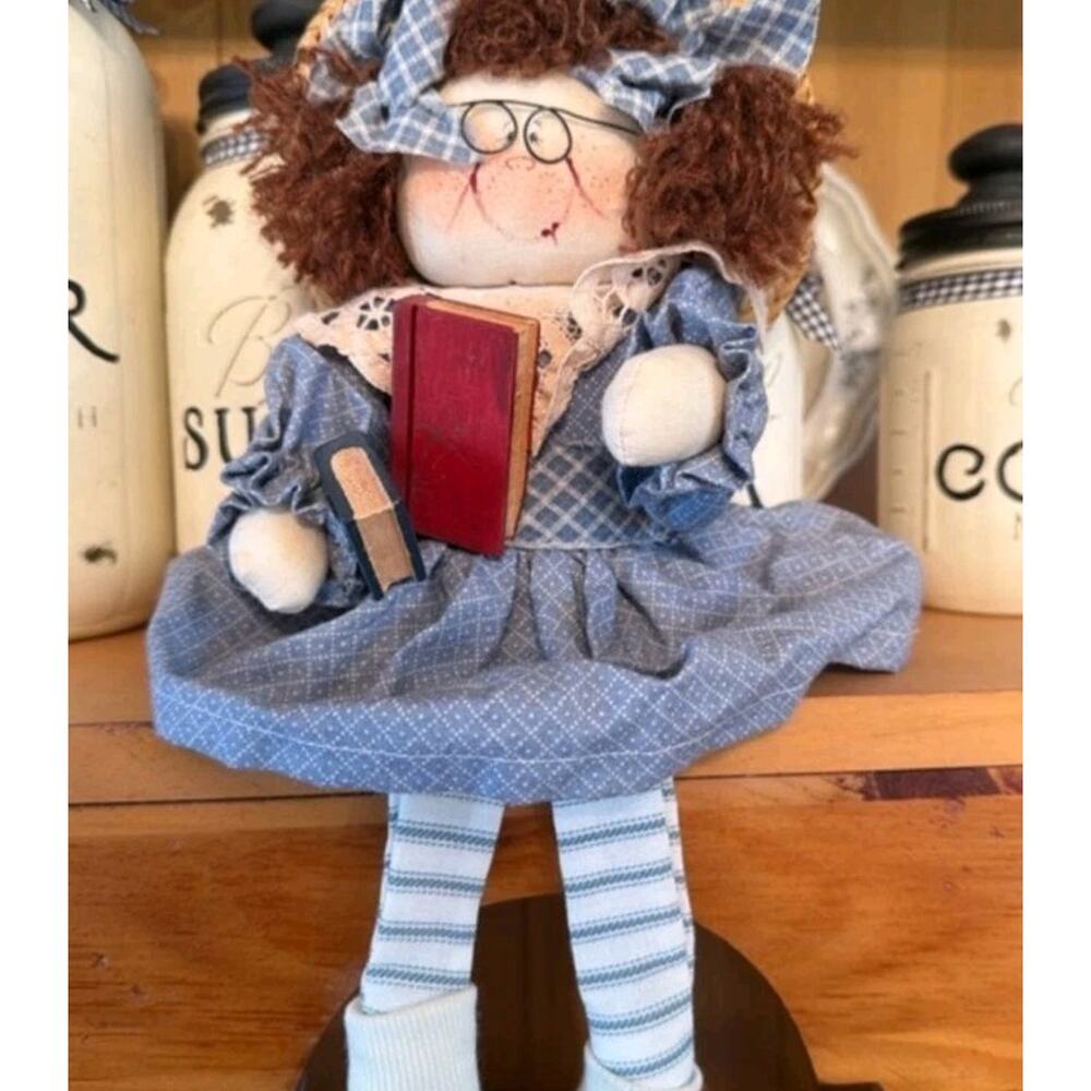 Vintage Handmade Rag Doll Primitive Country Shelf Sitter Farmhouse Decor Teacher